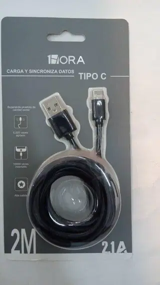 Cable USB a C 2.1A 2m 1Hora